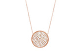 Round Shape Rose Gold Colour 925 Sterling Silver CZ Necklace